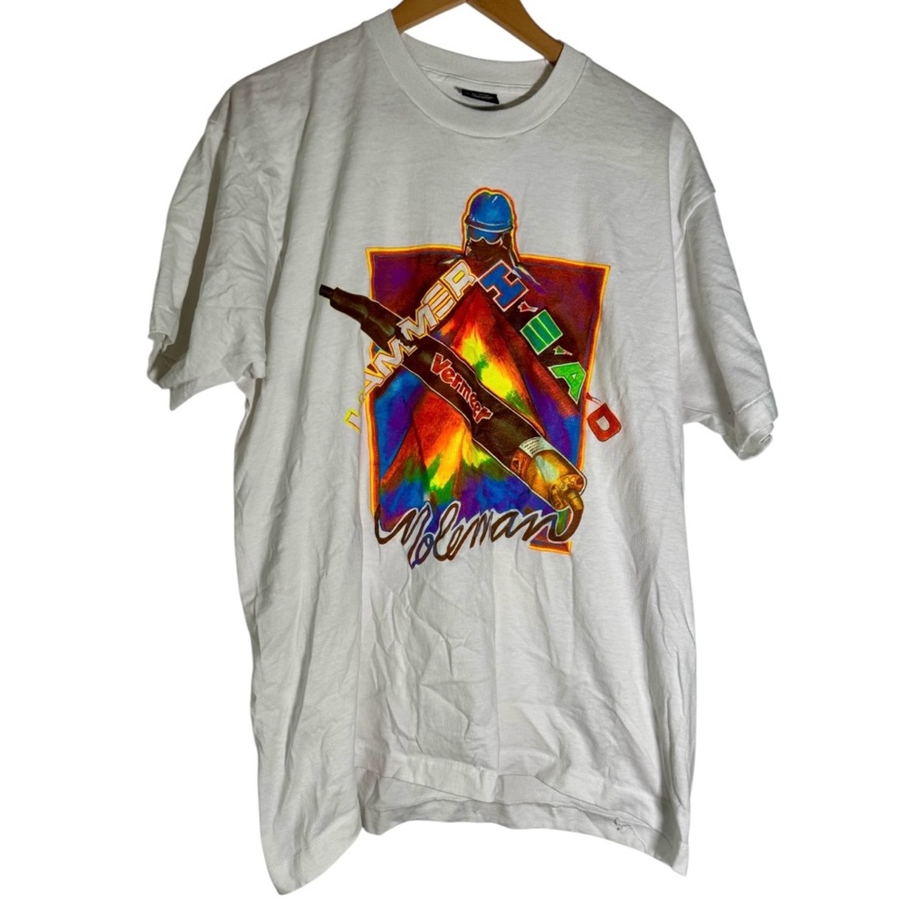 Vintage 80s Screen Stars Vermeer HammerHead Trenchless Moleman T-shirt‎ Shirt XL